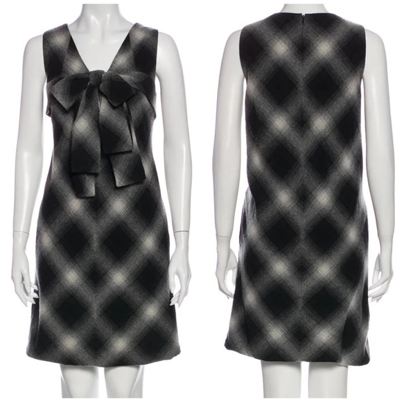 Robert Rodriguez Wool Plaid Sleeveless Dress Bow 6 - Picture 10 of 10